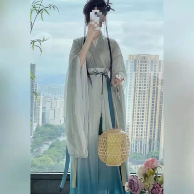 汉服女魏晋南北朝交领广袖破裙显瘦日常学生清新古装