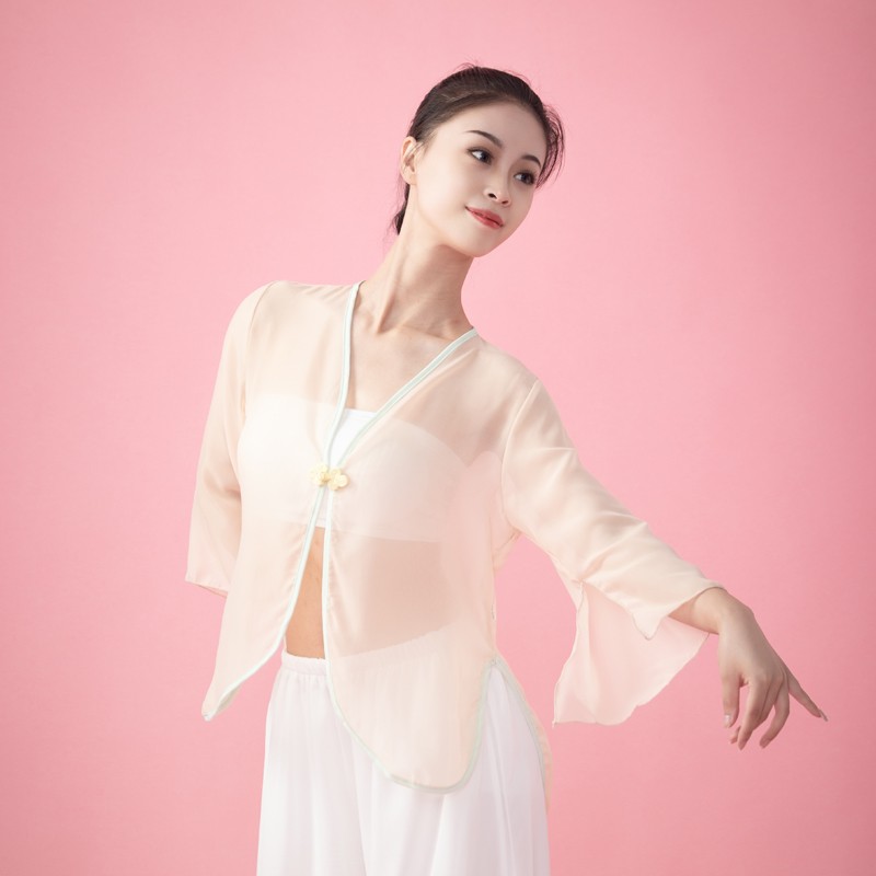现货速发古典舞纱衣飘逸中国舞身韵服流苏宽松练功服罩衫古风演出