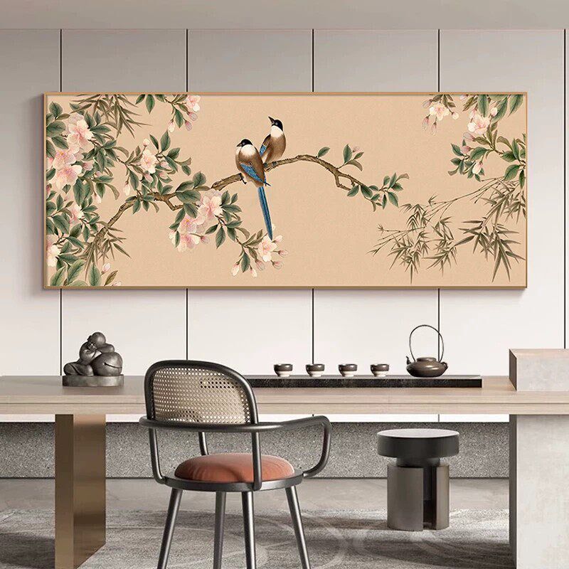 速发不止于画传统刺绣花鸟客厅装饰画大横幅中式沙发背景墙挂画艺