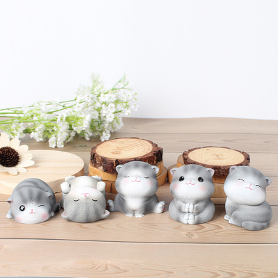 速发可爱喵妮卡个性萌宠猫咪摆件少心蛋糕装饰创意家V居摆件汽车