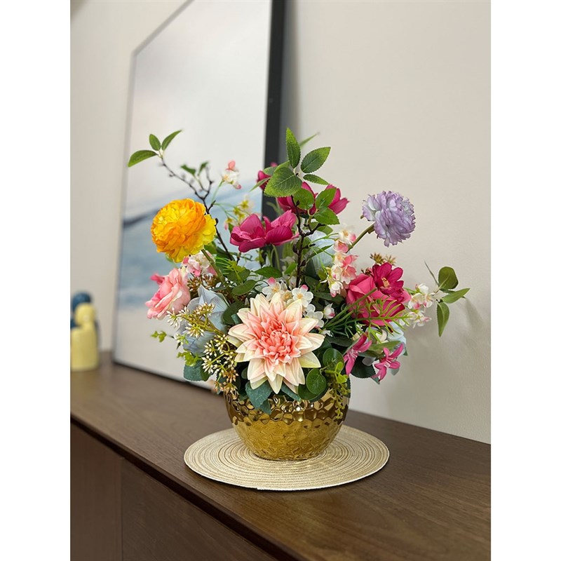 速发花牡丹插花客厅餐桌摆放装饰花卧室假花套装电视柜空调顶绢花