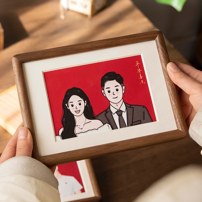 速发黑胡桃体相框结婚寸记7婚纱照摆台洗照片6照8登实木空框挂墙