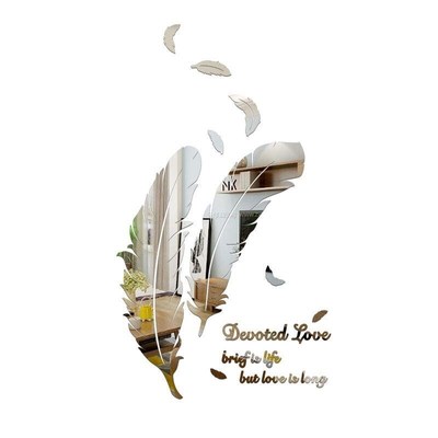 速发镜面羽毛温馨浪漫婚庆布置卧室床头沙发客厅背景墙贴自粘墙饰