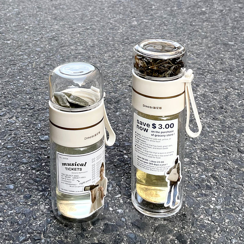 速发泡子分离杯玻璃茶茶双层可携式过滤泡茶杯办公室杯水杯杯水分