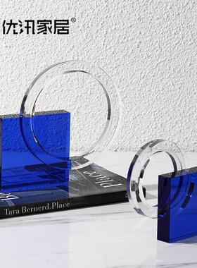 速发优房家居  艺术蓝色水晶件摆创意客厅样板讯橱窗桌面软装饰品