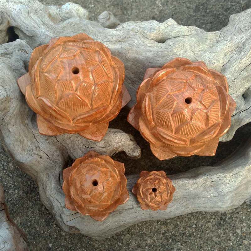 速发桃木雕饰立体莲花大中小尺寸车挂品坠配件饰品搭配刻吊工艺品