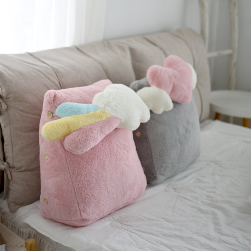 速发沙毛绒靠上风发腰枕三角枕头床垫办公室腰垫靠背睡觉可拆抱枕