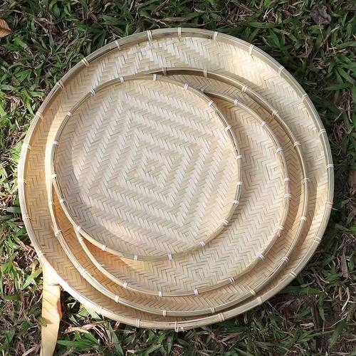 速发干形竹编制品簸竹箕家用农家手工竹匾晾晒无孔筛子小吃圆果盘