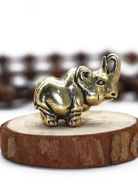 速发黄铜复古实心中小桌面式摆件工物茶宠手把件古玩收藏动艺品