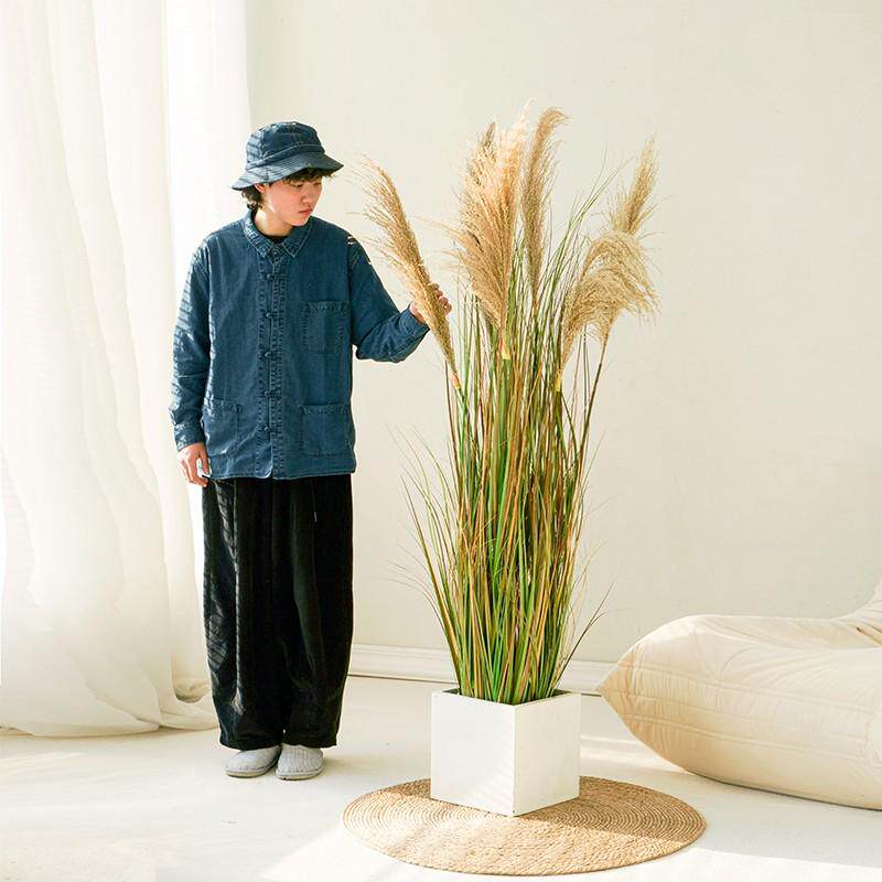 速发仿真绿植室内盆栽芦苇草假植物造景干花客厅摆件落地直播间装