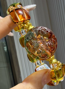 爆款焦糖渐变古法琉璃手串花开富贵手牌手链时尚百搭送女友闺蜜