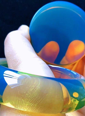 蓝珀手镯墨西哥天然多米尼加5A天空蓝琥珀老矿女款高冰冰种