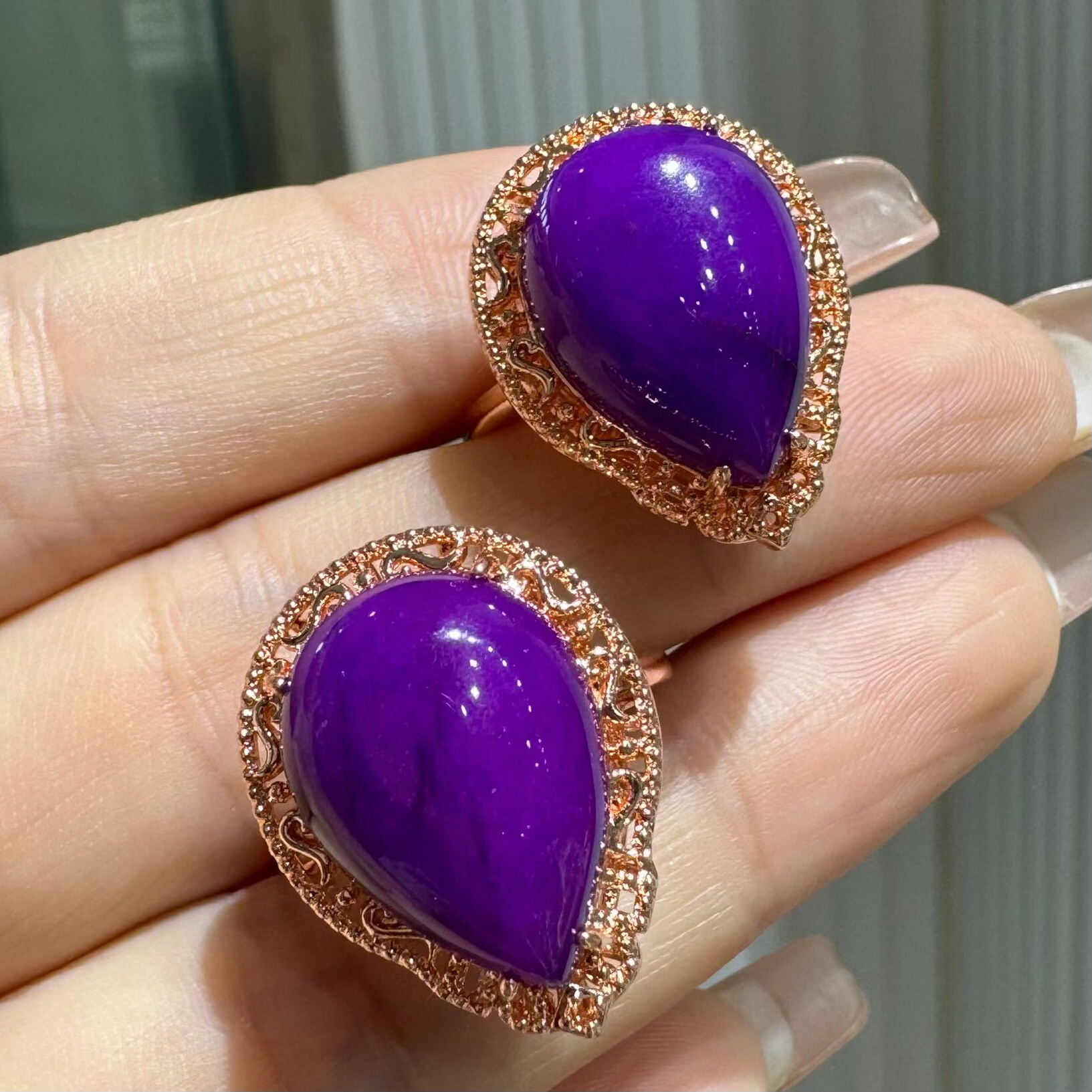 南非老矿玉化舒俱来戒指开口活口可调节水滴戒圈男女同款豪镶礼物