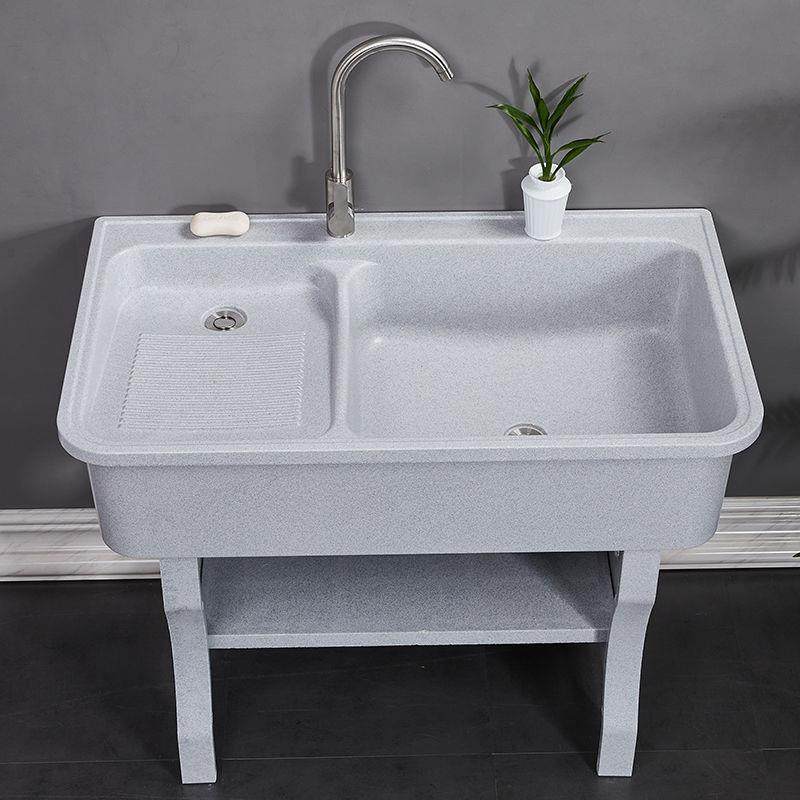 石英石洗衣池带搓板室内外家用阳台庭院大理石洗衣槽一体水槽台盆