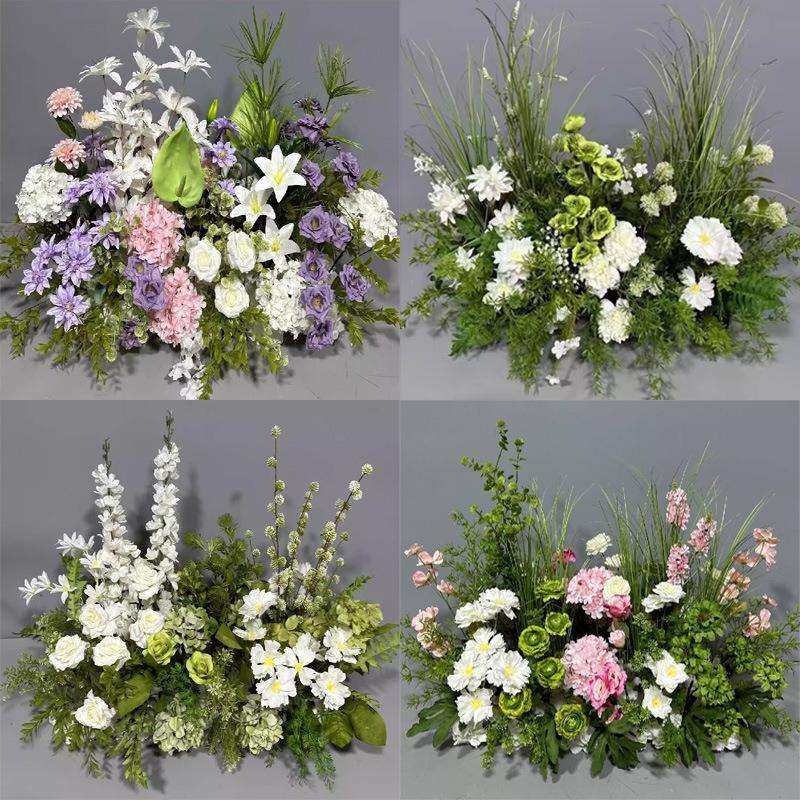 花森系地排花千代兰婚庆背景布置T台路引花订婚花艺摆件花排