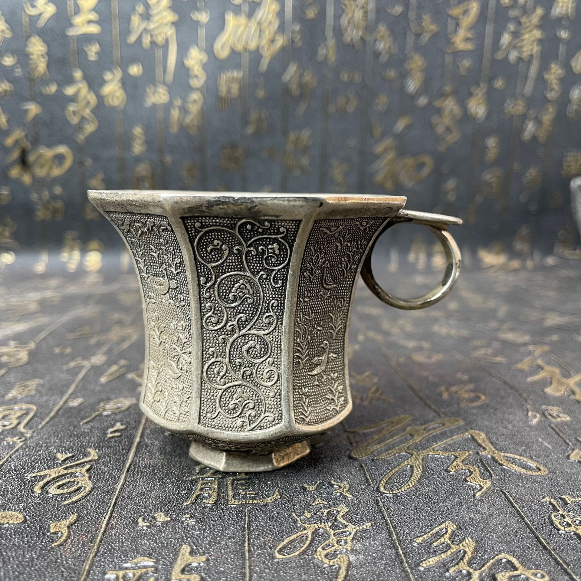 厂家批发仿古古玩收藏精品白铜工艺品酒杯工艺品摆件杂项