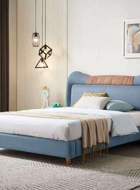 MGCK17儿童床男孩青少年现代简约实木床环保科技布男孩床1.5m男童