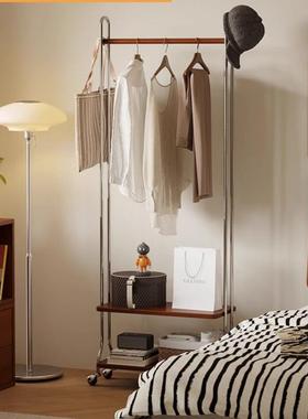 北欧不锈钢实木落地衣帽架可移动多功能收纳挂衣架卧室收纳架VSa