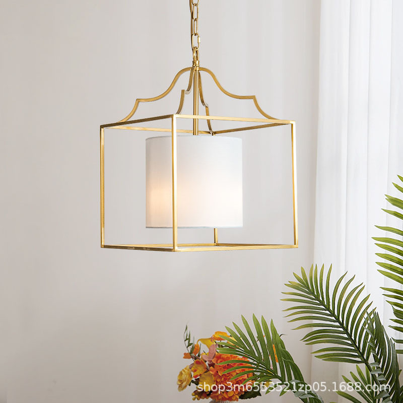 美式乡村复古正方形餐厅吊灯