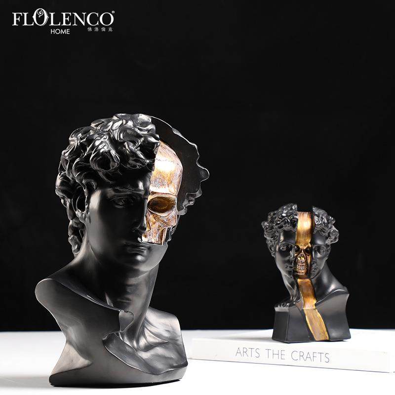 创意复古极简黑胶大卫树脂摆件售楼处客厅电视柜高级感装饰小雕塑