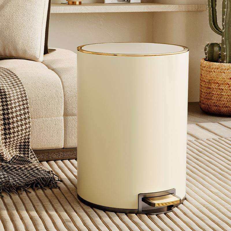 垃圾桶家用不锈钢客厅厨房大容量卫生间脚踩带盖2023新款奶油夷陵