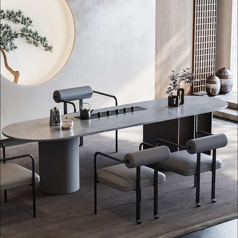 岩板茶台轻奢极简大板智能泡茶桌椅组合现代简约茶具套装轻奢岩板