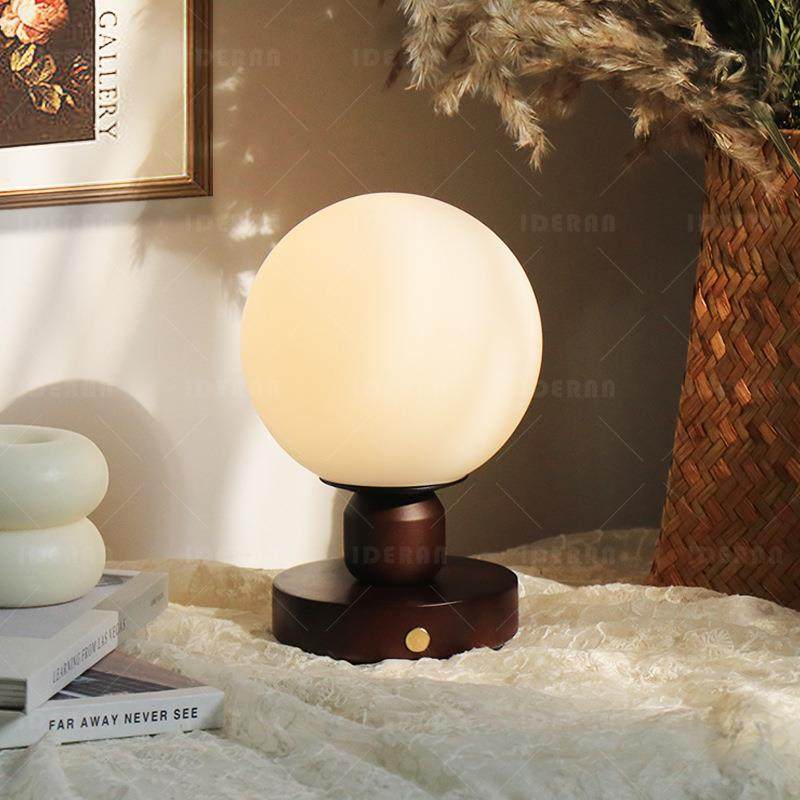 法式奶油复古中古轻奢台灯卧室桌面床头睡眠氛围触摸充电小夜灯