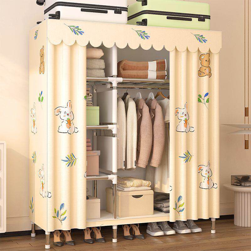 简易衣柜出租房家用卧室组装钢架柜子钢管加粗加固收纳衣橱耐用