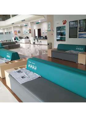 农业银行接待大厅等候区排号区休息区多人组合卡座沙发皮质沙发