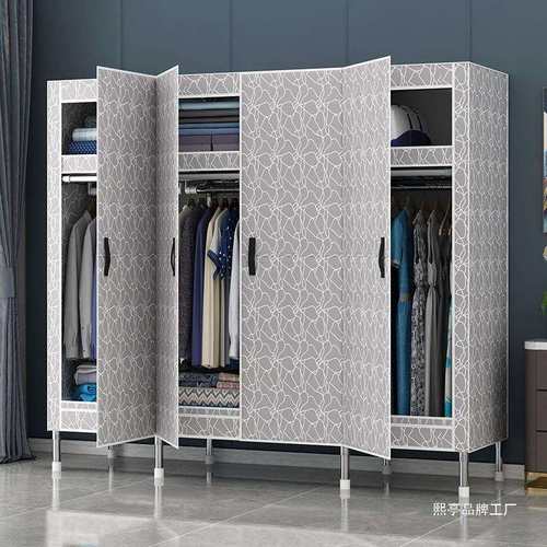 钢架简易衣柜家用卧室磁吸门衣柜宿舍出租房多层落地衣橱收纳柜子