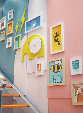 实木_6362_卡通楼梯实木照片墙可爱儿装饰童组合相框早教可换相片