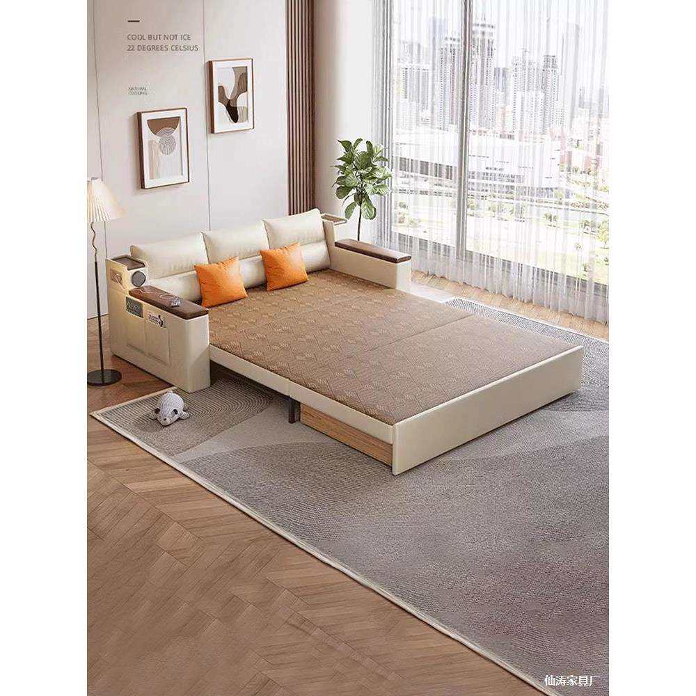 多功能沙发床可折叠两用一体办公室午休睡觉抽拉式棉麻布艺梳化