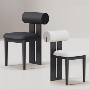 年新款复古实木餐椅家用中古风河马餐桌椅设计师款黑