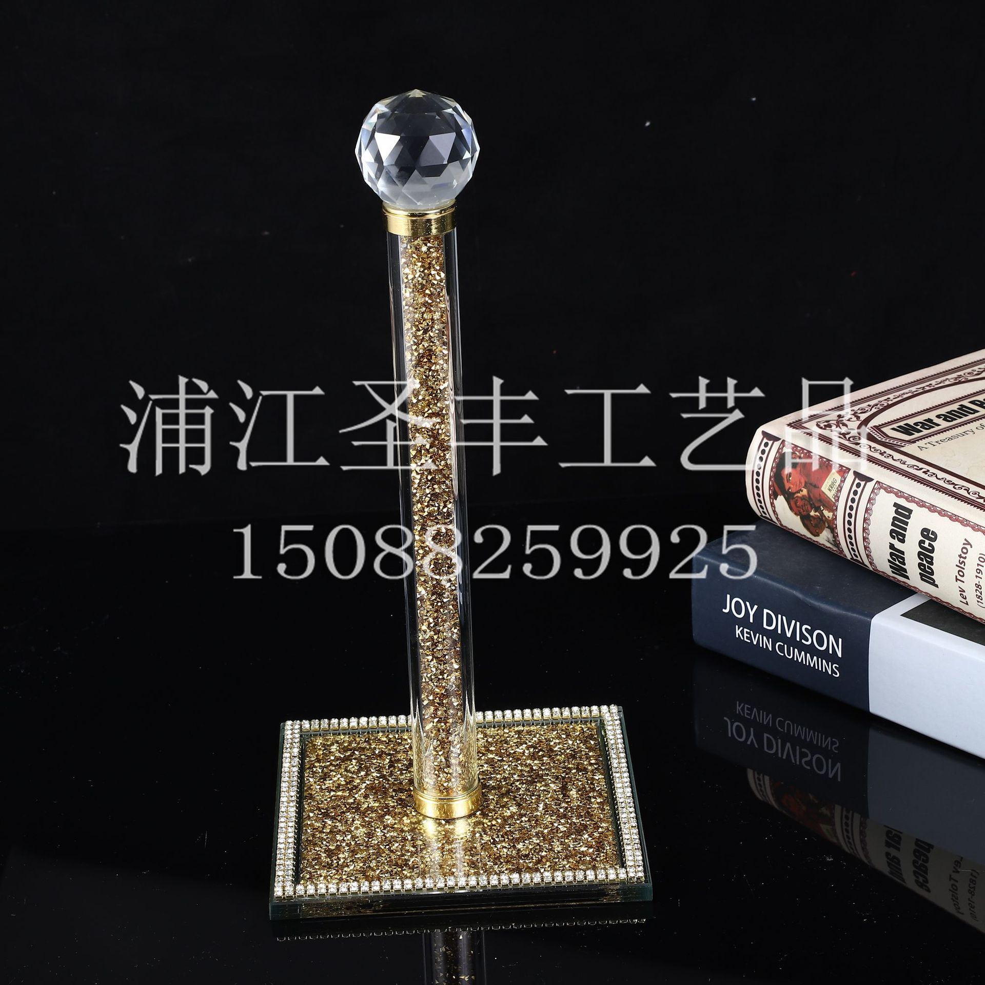 水晶玻璃半透明立式卷纸架