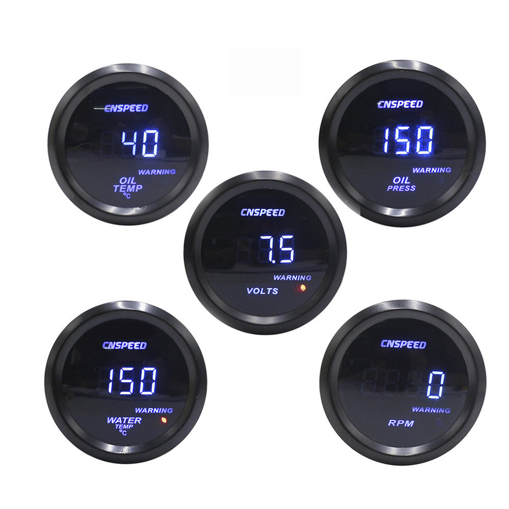 跨境热销12V通用汽车改装2寸(52mm)水温/油温/转速/电压赛车仪表