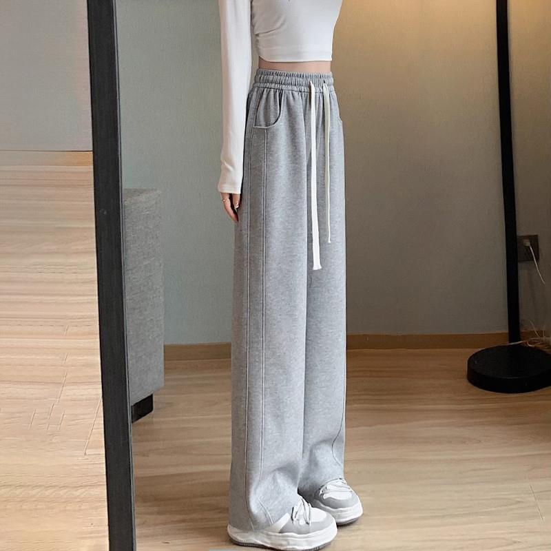 女童灰色裤子夏季2025新款初中生女孩阔腿裤大童休闲裤薄款运动裤