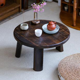 实木桌子禅意客厅家用圆桌矮桌中榻榻古米52137桌炕茶桌茶室茶台