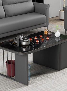 功夫茶几茶台ATD一光体现简约小户型代办茶公室灰色亮岩板茶几具