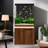 汉鱼缸客厅小型20缸26新款 落地一体过滤方底形金鱼超白玻至简 立式