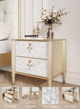 室轻豪华实木床91074头型柜床柜卧主卧室床头柜高级简单床头储物