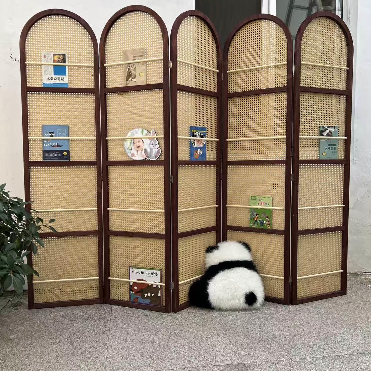 复古编折屏屏风屏风家居装断可移动藤客厅玄关折饰叠屏风隔背景墙