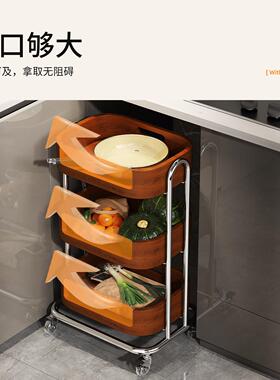 3锈4不钢厨0房置柜下移动菜篮子中古落地多功ab251121能蔬菜水果