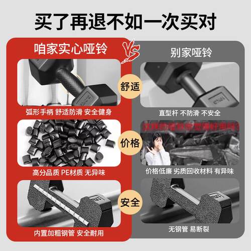 六角哑铃男士健身家一用包胶10kg宿CAR-JLJ对学生舍女青年儿童少