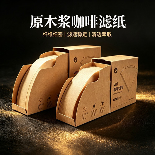 咖啡滤纸滴漏式手冲咖啡过滤纸100张原木色V60无漂白滴漏袋过滤网