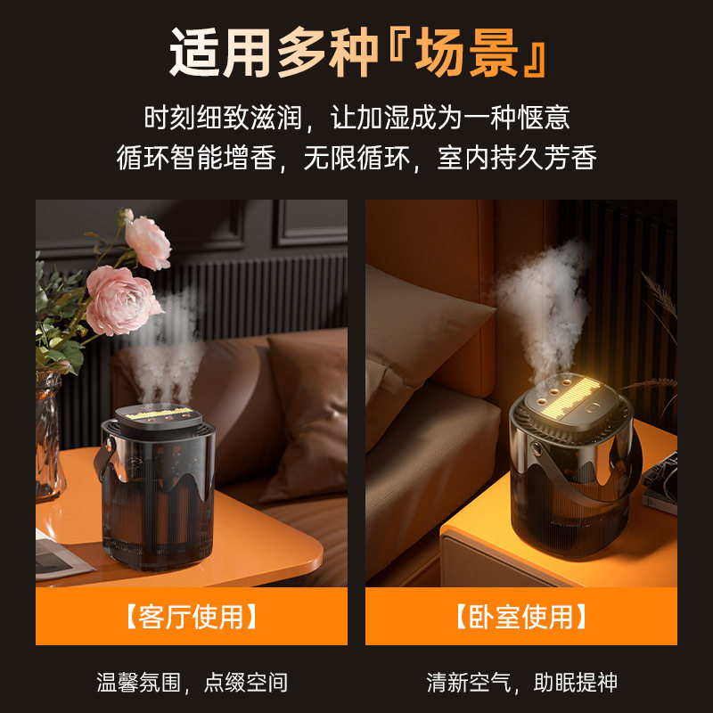新款3L三喷头喷雾加湿器USB家用卧室空气增湿机大容量夜灯加湿器