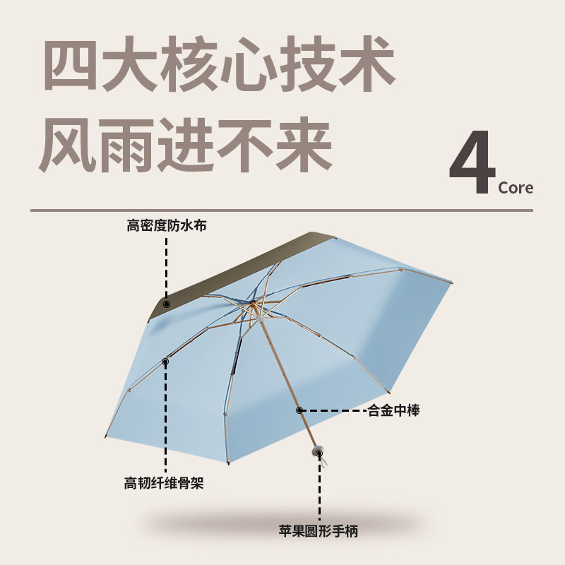 新款遮阳伞防紫外线超强防晒晴雨两用女小巧五折叠胶囊太阳伞