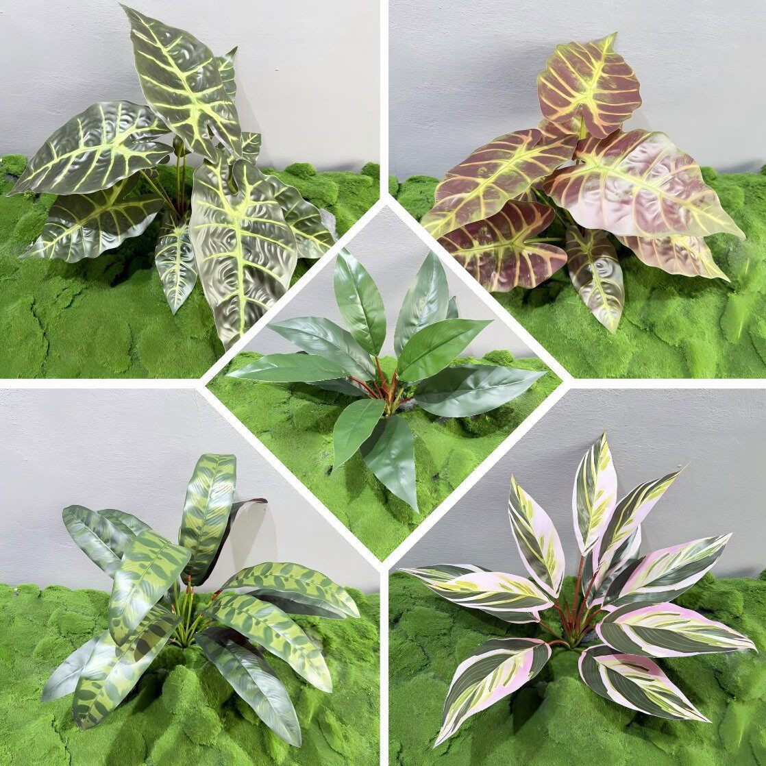 仿真芋叶苹果叶桉树叶绿植景观造景家居装饰插花地插绿叶子假植物