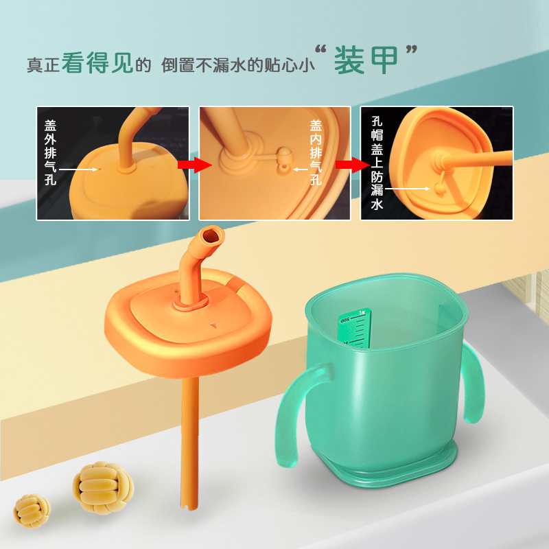 婴幼儿学饮杯儿童学饮斜口杯训练杯牛奶杯漱口杯吸管杯耐摔防摔