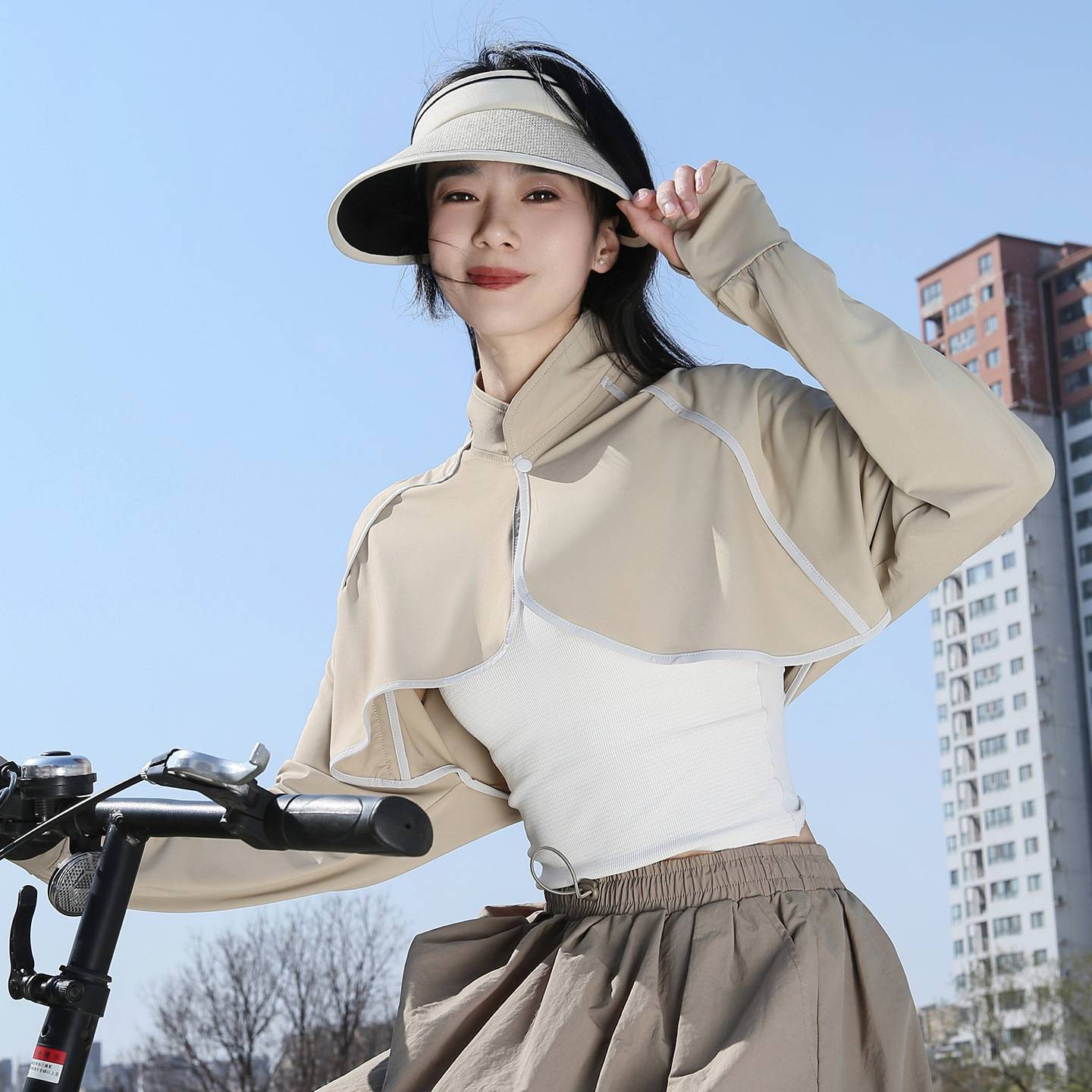 防晒披肩开衫女长袖夏季开车袖套遮阳斗篷骑车薄款冰丝手袖防晒衣