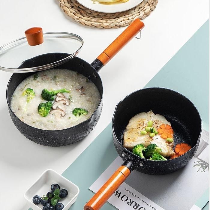 高颜值居家宝宝辅食麦饭石平锅不粘锅电磁炉汤锅学生宿舍煮泡面锅